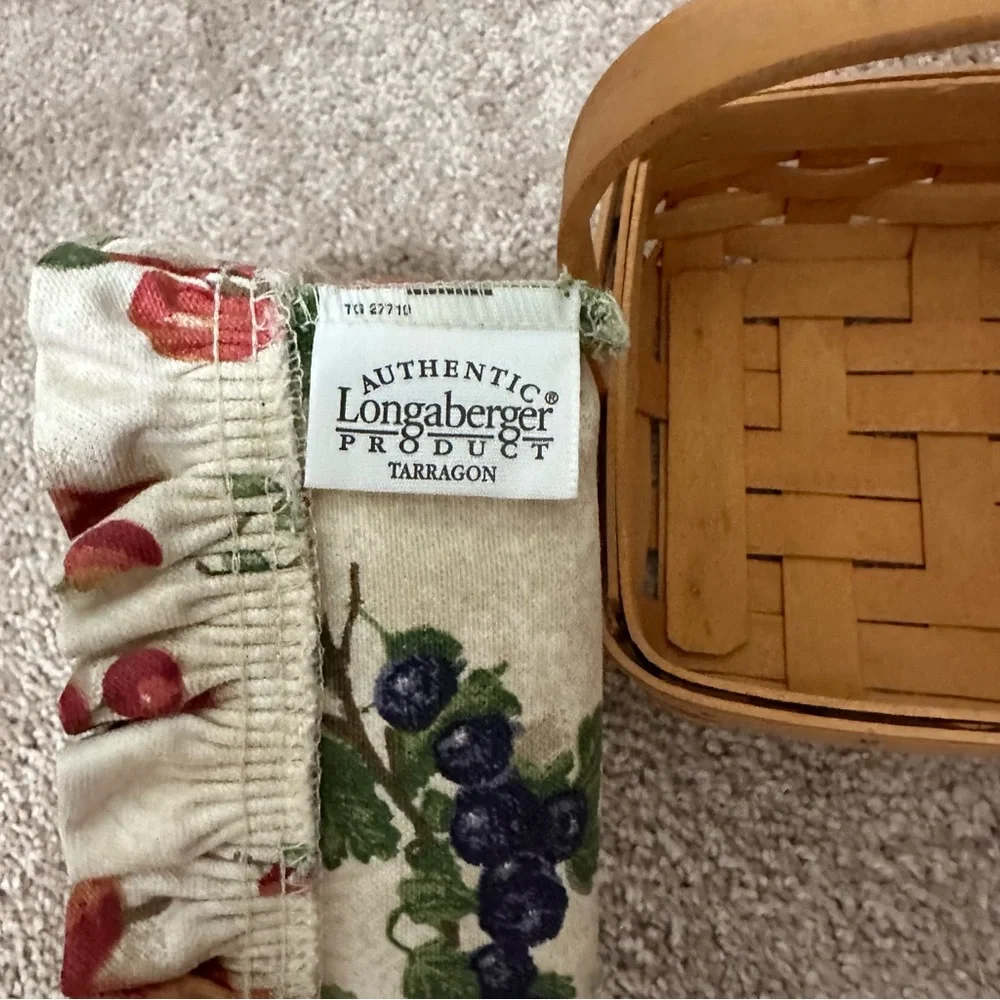 Longaberger Tarrogon Small Square Woven Basket - Fabric‎ Liner - Plastic Liner